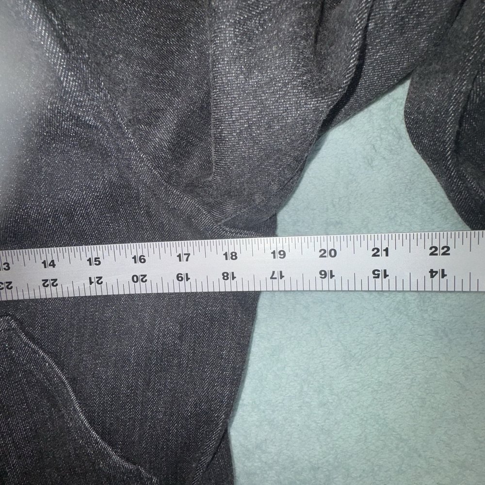 Vtg Ralph Lauren 6 Pocket Skirted Pleat Back Thick Black Denim Jacket Petite M - Picture 8 of 10